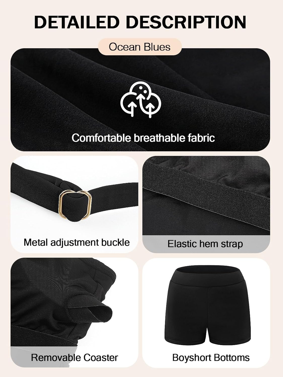 Ocean Blues Women's Tankini Swimsuits Two Piece Bathing Suits Loose Fit Tank Top with Boyshorts - Image 6