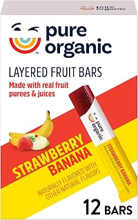Pure Organic Strawberry Banana Layered Fruit Bars - Gluten-Free Vegan Organic Fruit Snacks 12 Count 6.2oz Box