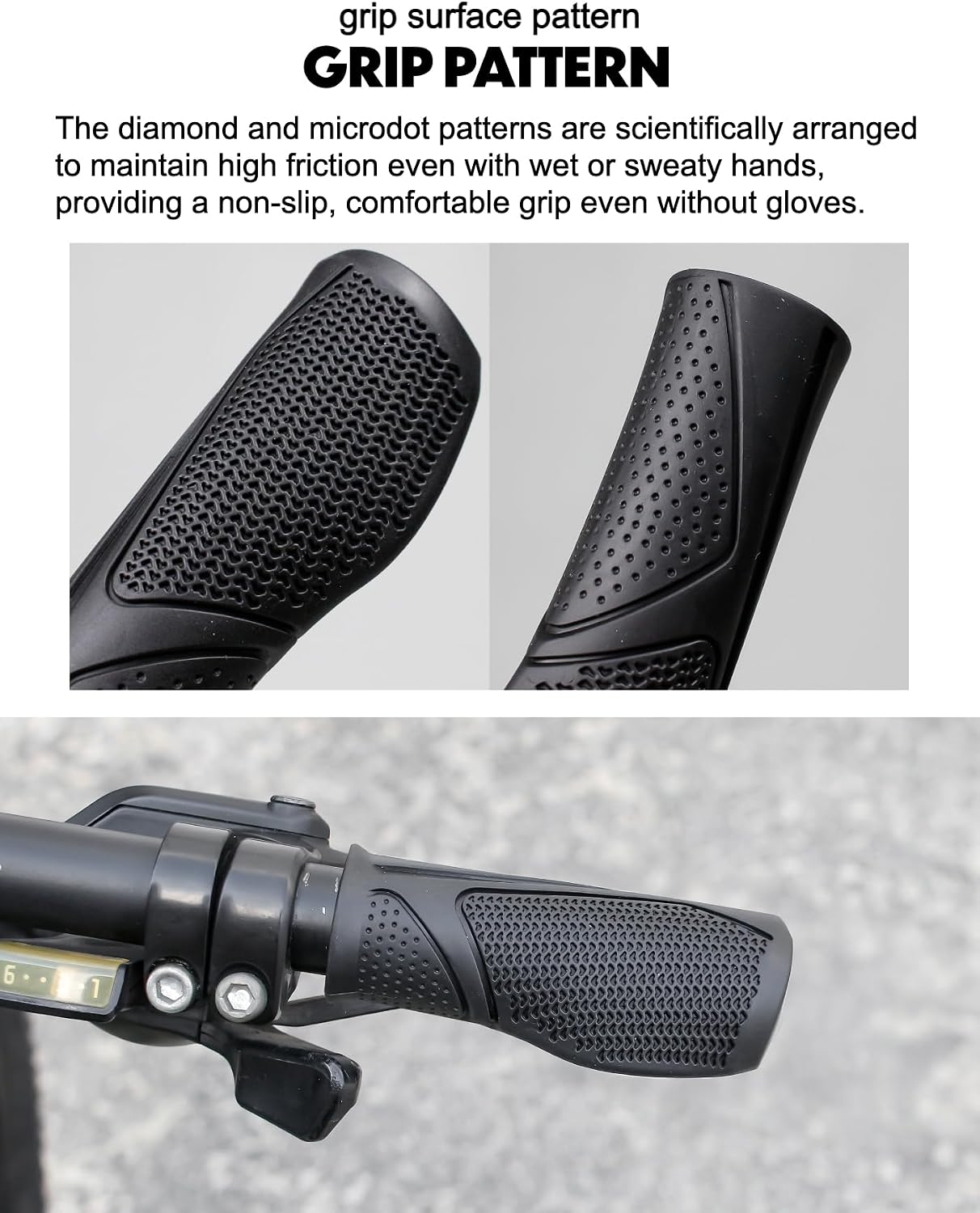 GORIX Bike Ergo Grips Compatible with Derailleurs Short/Long 92mm/120mm Handlebar Mountain Bicycle (GQZ-Edge-S/L)