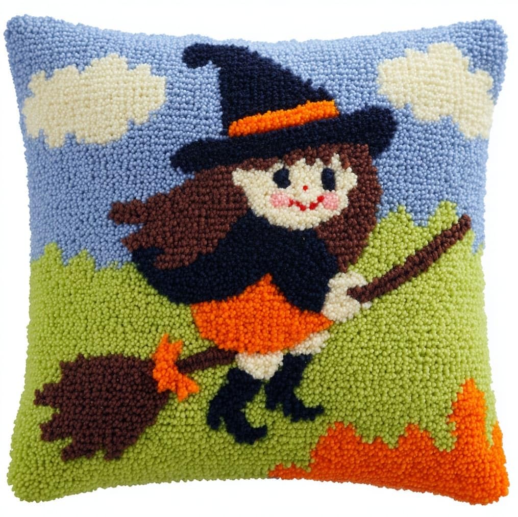 AxiangziK DIY Latch Hook Kits 43x43cm,Witch Halloween