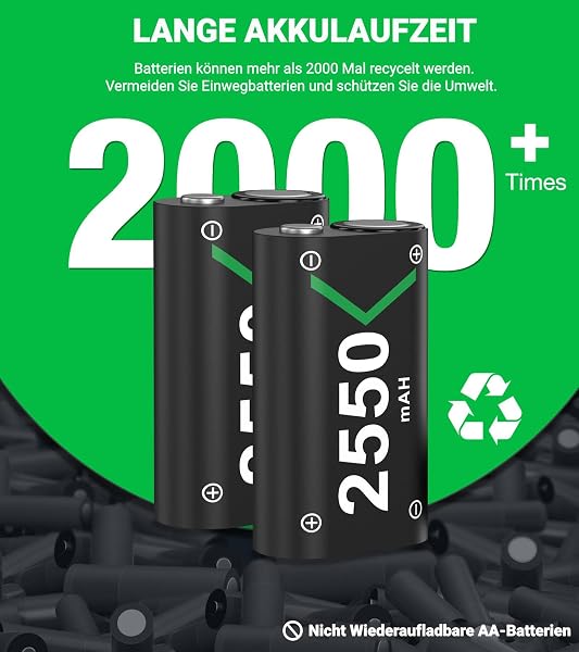 Controller Akkupack für Xbox mit 2X 5520mAh wiederaufladbar Akku für Xbox One/Xbox Series X/S Elite, Ladestation für Xbox One mit 60% Schnelllade USB Anschluss für Xbox Controller Battery - 3
