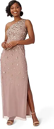 Women's One Shoulder Beaded Gown