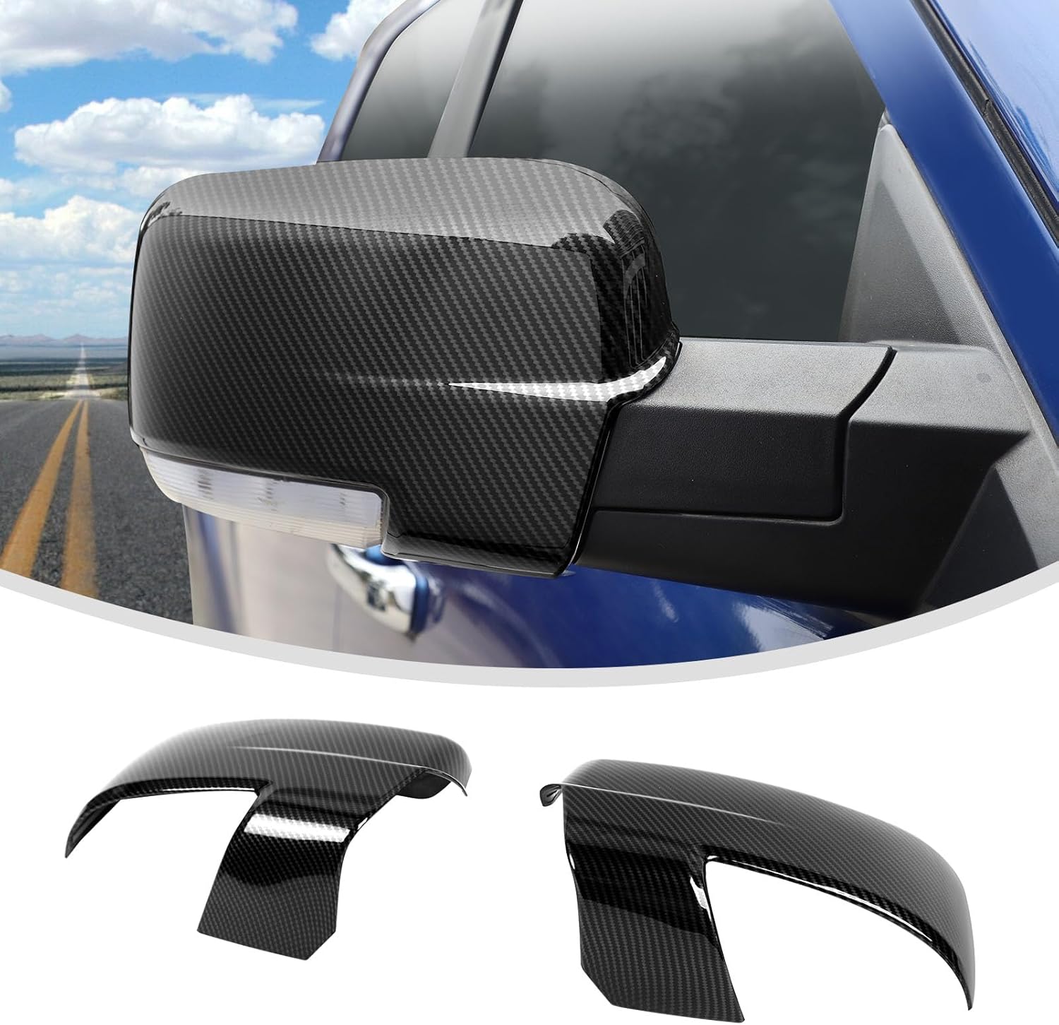 Linskip Driver and Passenger Side Mirror Covers Compatible with 2009-2018 Dodge Ram 1500 & 2019-2023 Ram 1500 Classic, Door Mirror Bezel Caps for Ram 1500(Black Carbon)