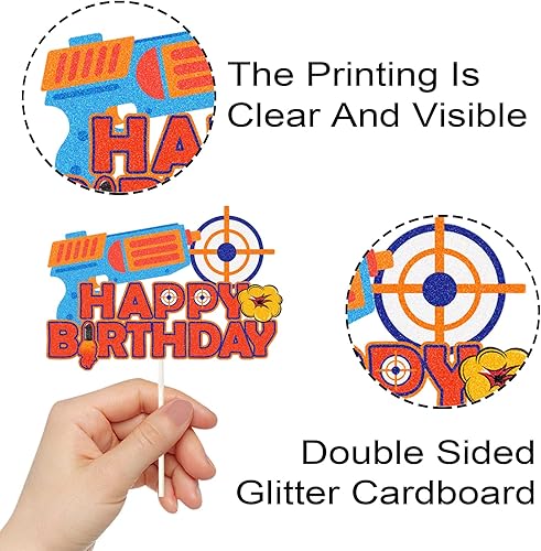 Miniatura 2 de Decoración para tartas con temática de Nerf, decoración de pastel de cumpleaños con temática de Nerf, decoración de fiesta de juegos para niños,