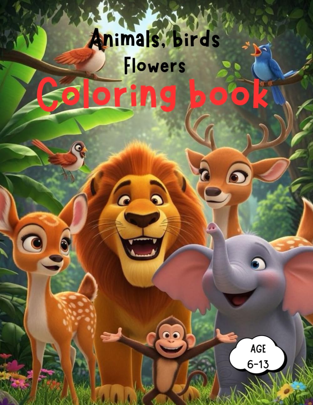 Nature-Inspired Coloring Book,Colouring Book of Animals & Birds: "Develop Creativity and Color Recognition with Engaging Animal and Bird Drawings"