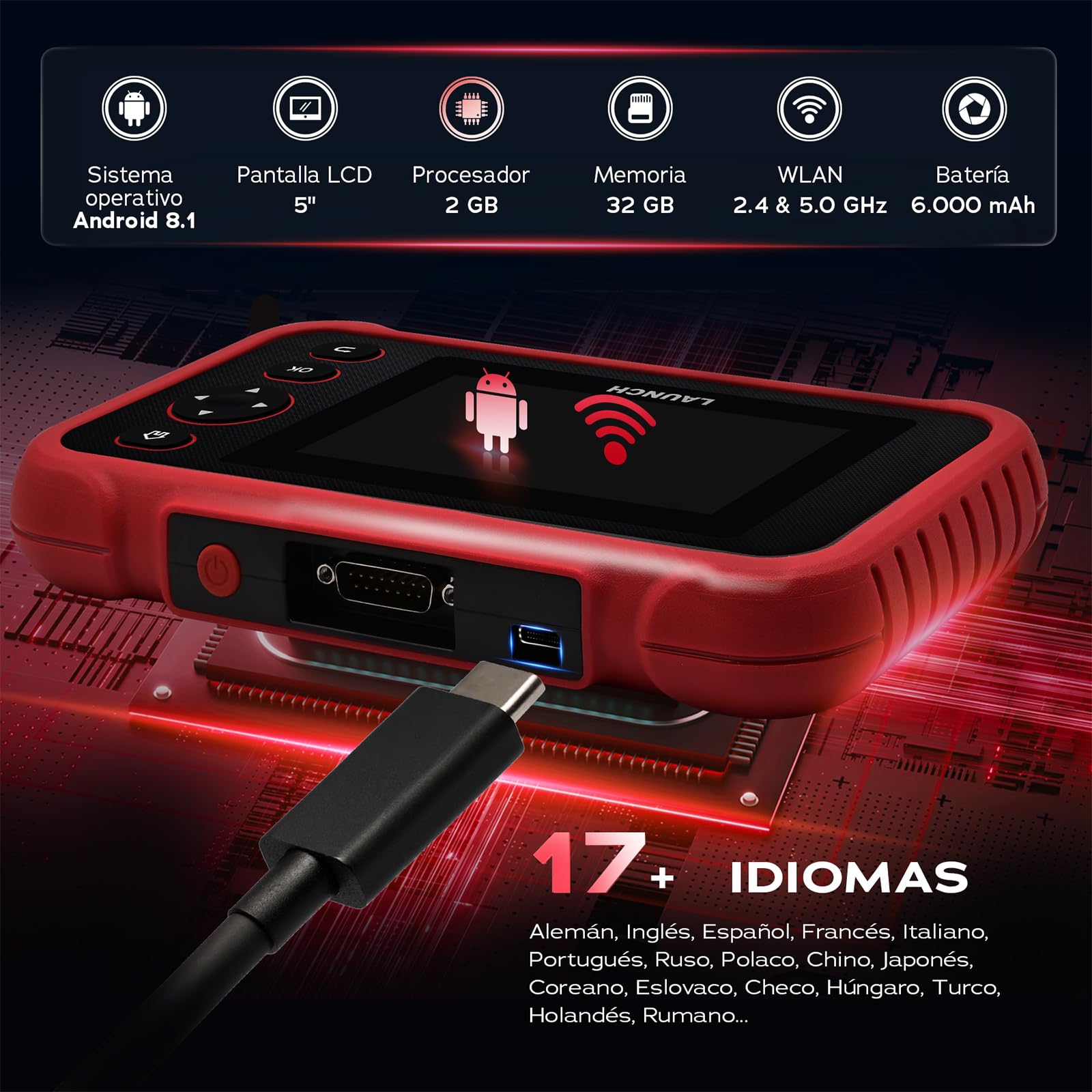 Launch CRP 129 EVO+ V3 OBD2 Escáner, Motor/ABS/SRS/Transmisión, 13+ Funciones de Servicio, Informe de Diagnóstico, Vin, Can FD & DoIP | con 4 Sistemas, 13 Servicios, AutoVIN, Datos en Tiempo Real, CAN FD/DoIP, BST-360/i-TPMS, Actualizaciones y Feedback