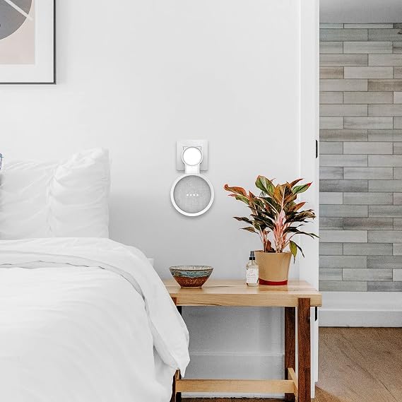 HomeMount 壁マウント Google Home MiniまたはGoogle Nest Mini第2世代用 省スペースコンセントホルダーアクセサリー Google Mini Voice Assistant用 ホワイト