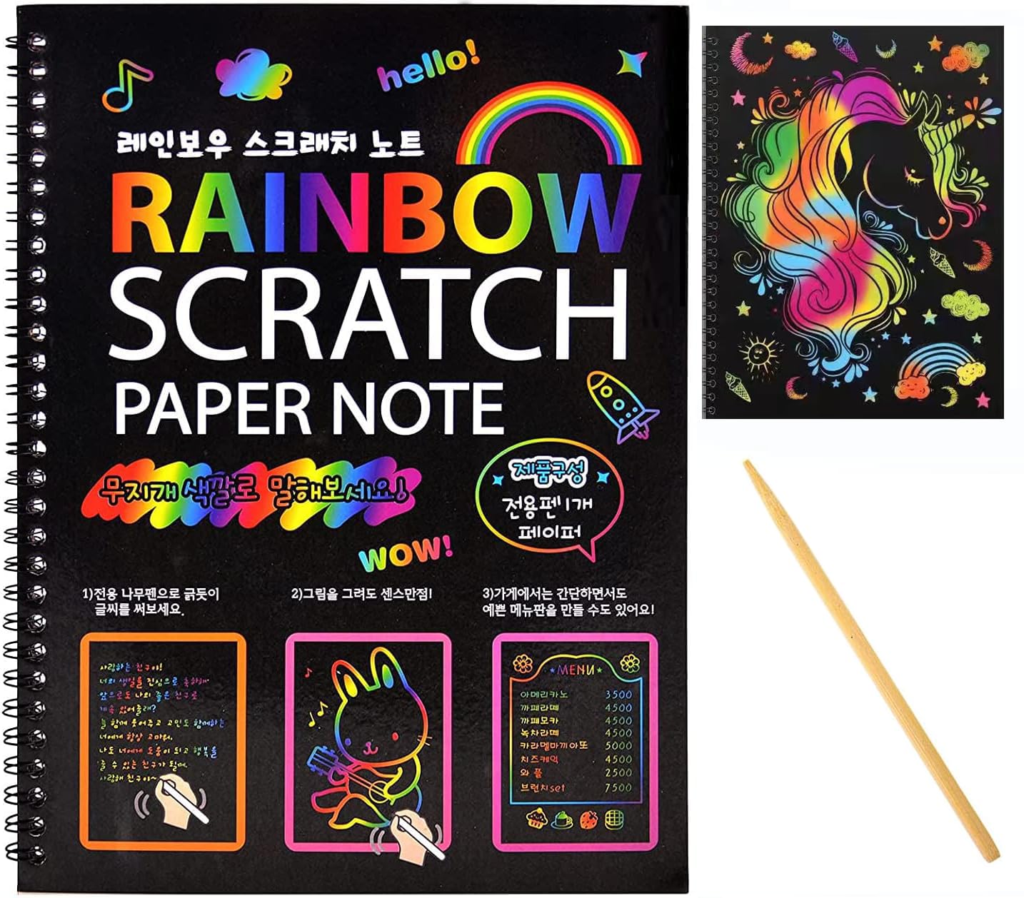 Scratch Art Books for Kids, Scratch Art Paper Rainbow Magic Scratch Art Note Books for Children, Colored Scratch Art Notebooks with Wooden Pen Children's Day Best Gifts