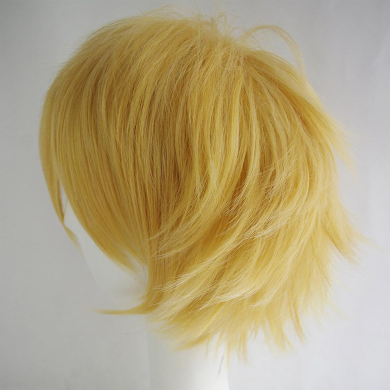 DCBABOO Fluffy Anime Cosplay Wig - Yellow, 12" Curly Straight Layered Synthetic Wig for Men Women, Halloween - Fancy Dress - Image 4