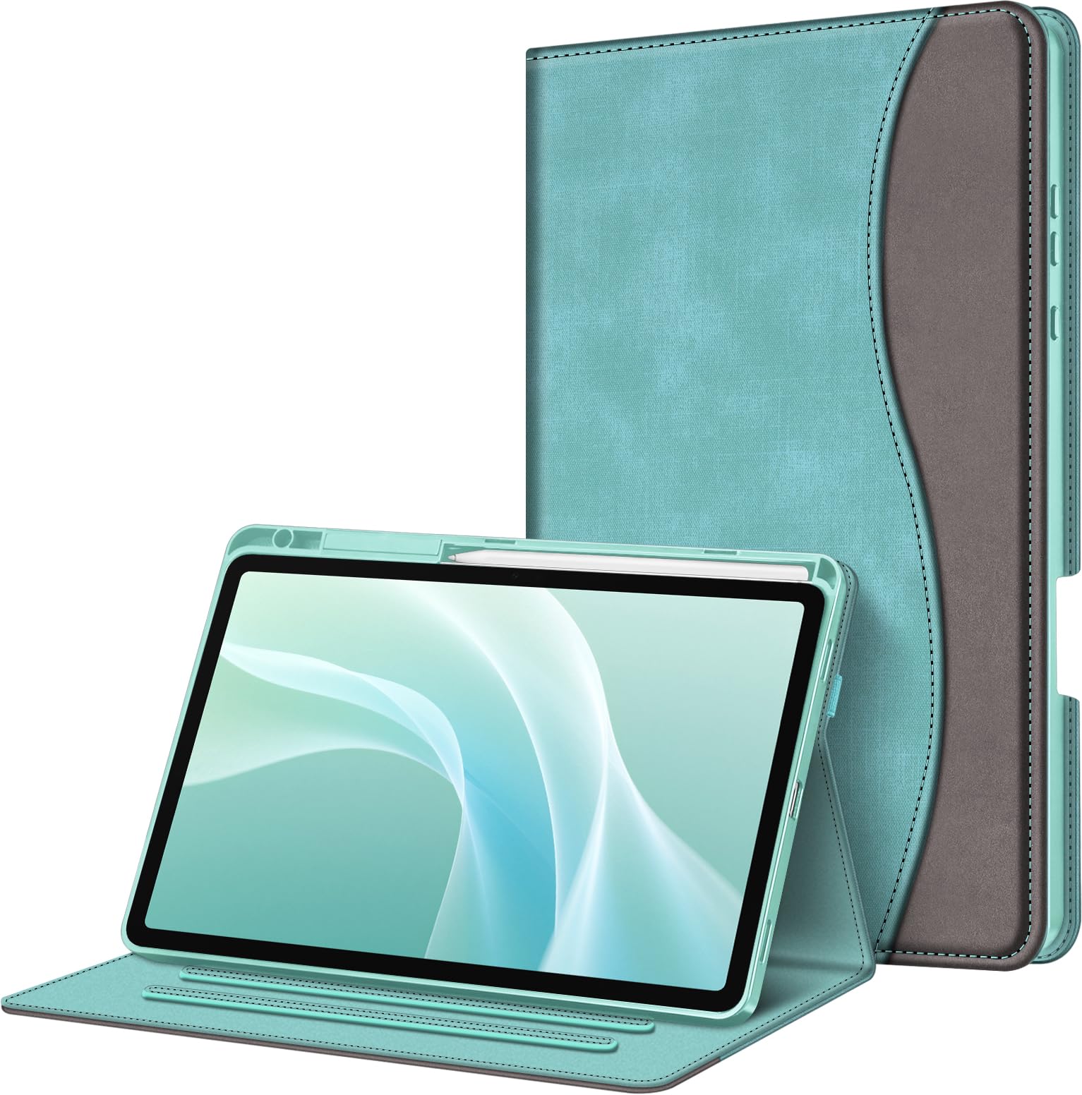 Fintie Multi-Angle Viewing Case for Samsung Galaxy Tab S11 11'', Turquoise | SM-X730/X736B 2025 Release, Soft TPU Back Cover, Front Card Pocket, S Pen Holder, Auto Wake/Sleep