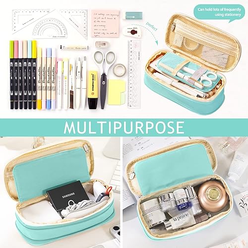 Miniatura 4 de KPX Estuche para lápices de gran capacidad con cremallera, almacenamiento para oficina, universidad, escuela, bolsa de gran capacidad, organizador