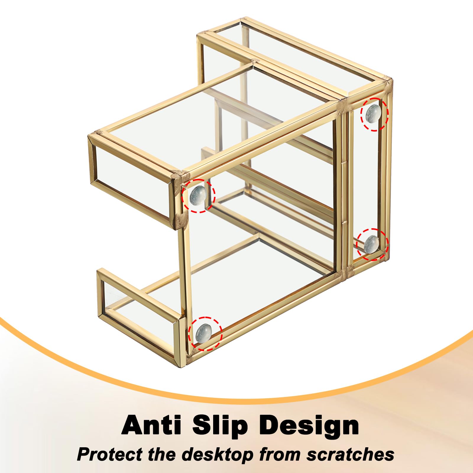 Golden Glass Sticky Note Holder - Desk Organizer -4 Golden Glass Sticky Note Holder - Desk Organizer -4