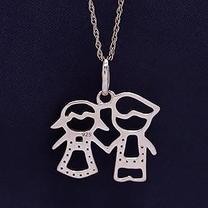 Amazon.com: THE JEWEL ZONE Twins Family Pendant Necklace for Women