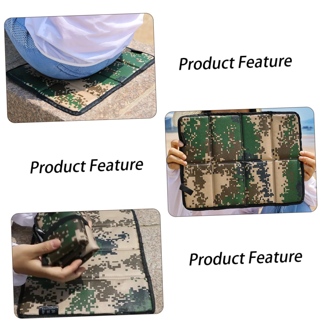HANABASS 2 Series Cojín De Asiento Impermeable Cámping para Plegable Doblar Cojín del Asiento Almohadilla Senderismo Cojines De Asiento Al Aire Libre Algodón Perlado Camuflaje 4 Piezas X 2
