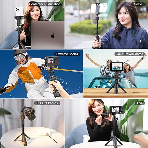 Miniatura 7 de ULANZI M12 - Palo extensible para selfie Gopro, soporte portátil para teléfono celular Vlog con soporte de teléfono y adaptador Gopro, mini