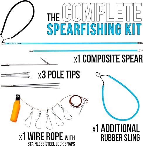 Miniatura 2 de Juego de Honda Hawaiana para Pesca con Lanza – Arpón de Pértiga de Fibra de Vidrio Portátil para Pesca Submarina con 3 Puntas Paralizadoras de 3