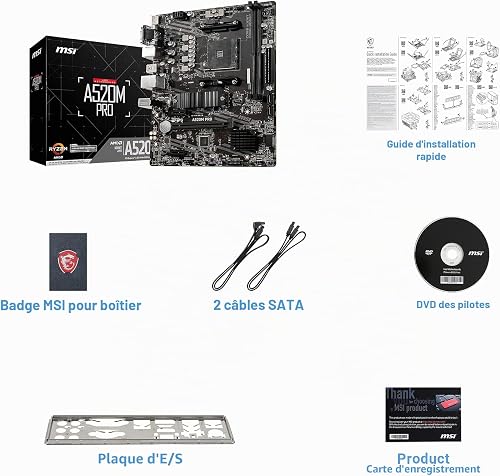 MSI A520M Pro Carte mère Micro-ATX AM4 - 6