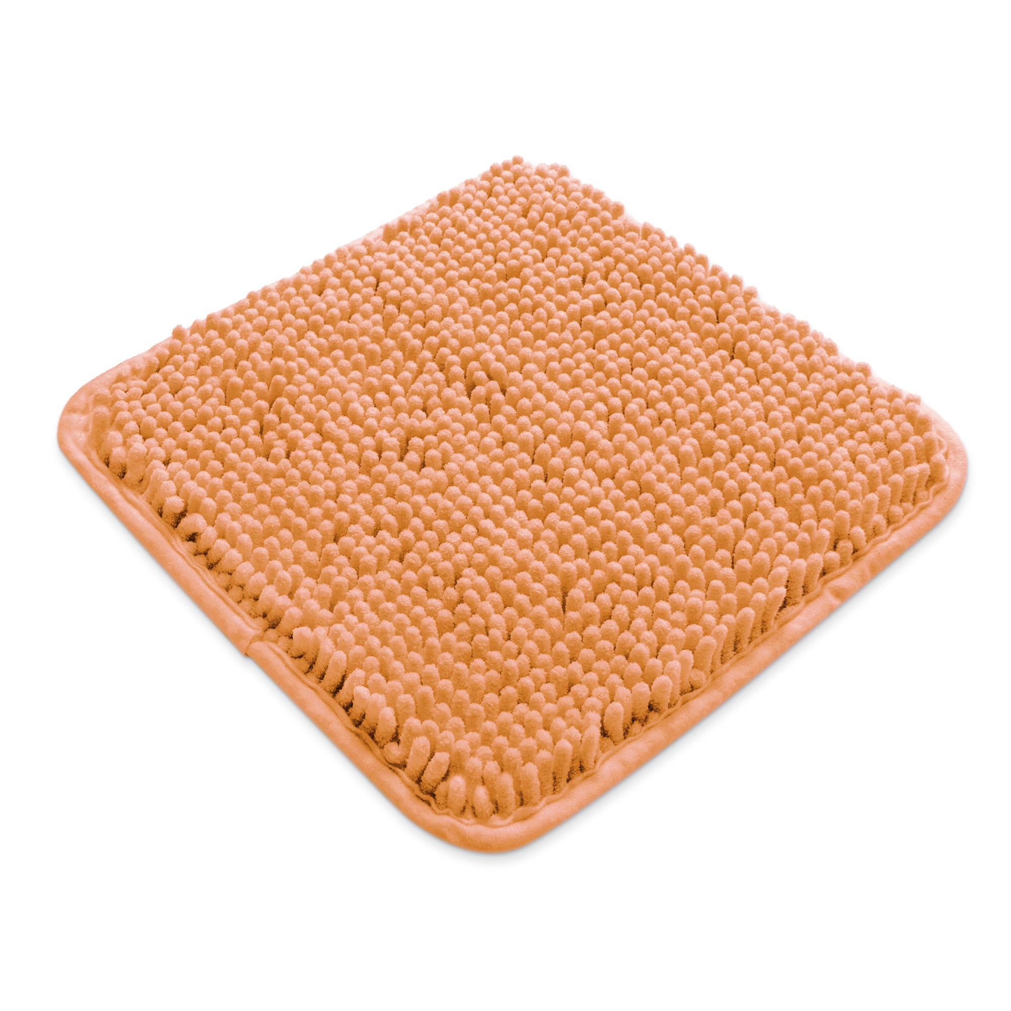 Yeaban Mini Bathroom Rugs 12"x12" – Chenille Bath Mats | Absorbent and Washable Bath Rug Non-Slip, Plush and Soft Rugs for Bathroom, Shower, Sink(Peach)