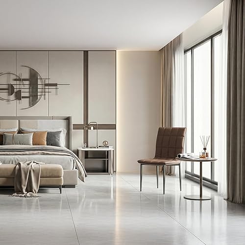 Miniatura 5 de Juego de 2 sillas de comedor, sillas de oficina tapizadas de piel sintética con patas de metal, sillas decorativas modernas, sillas Parsons para