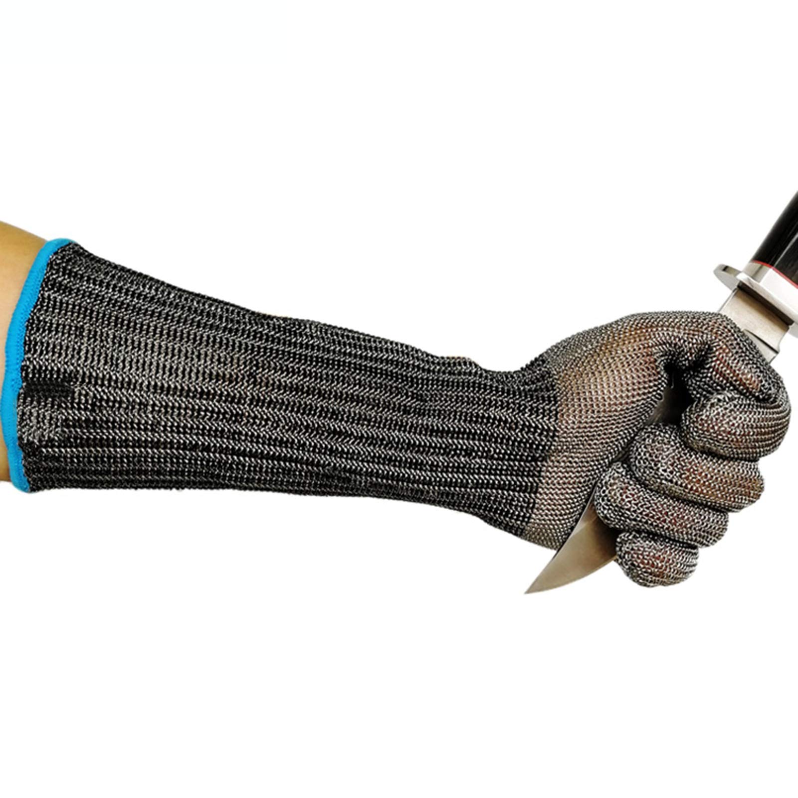 WXYZ 316 Guantes Resistentes al Corte de Manga Larga de Acero Inoxidable, adecuados for IR a la ostra/Matanza/Pesca/fábrica de Vidrio, Grado 5 Guantes de Trabajo de Seguridad
