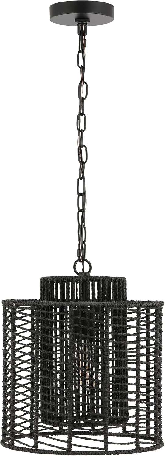 SAFAVIEH Lighting Collection Ryoa Black Adjustable Pendant Hanging Light Fixture, Ideal for Dining Room, Kitchen Island, Entryway (LED Bulb Included)