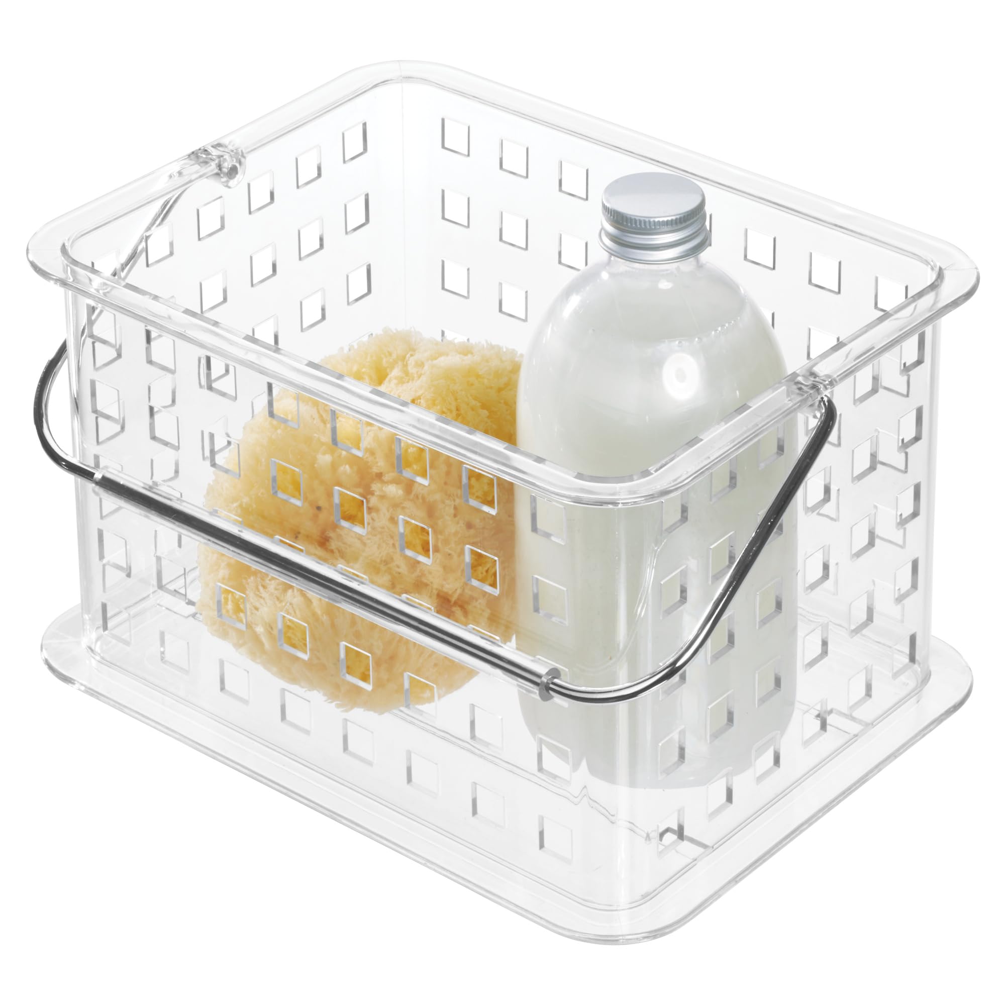 iDesign Small Clear Shower Caddy with Handle, Portable Shower Organizer for Dorm or Bathroom