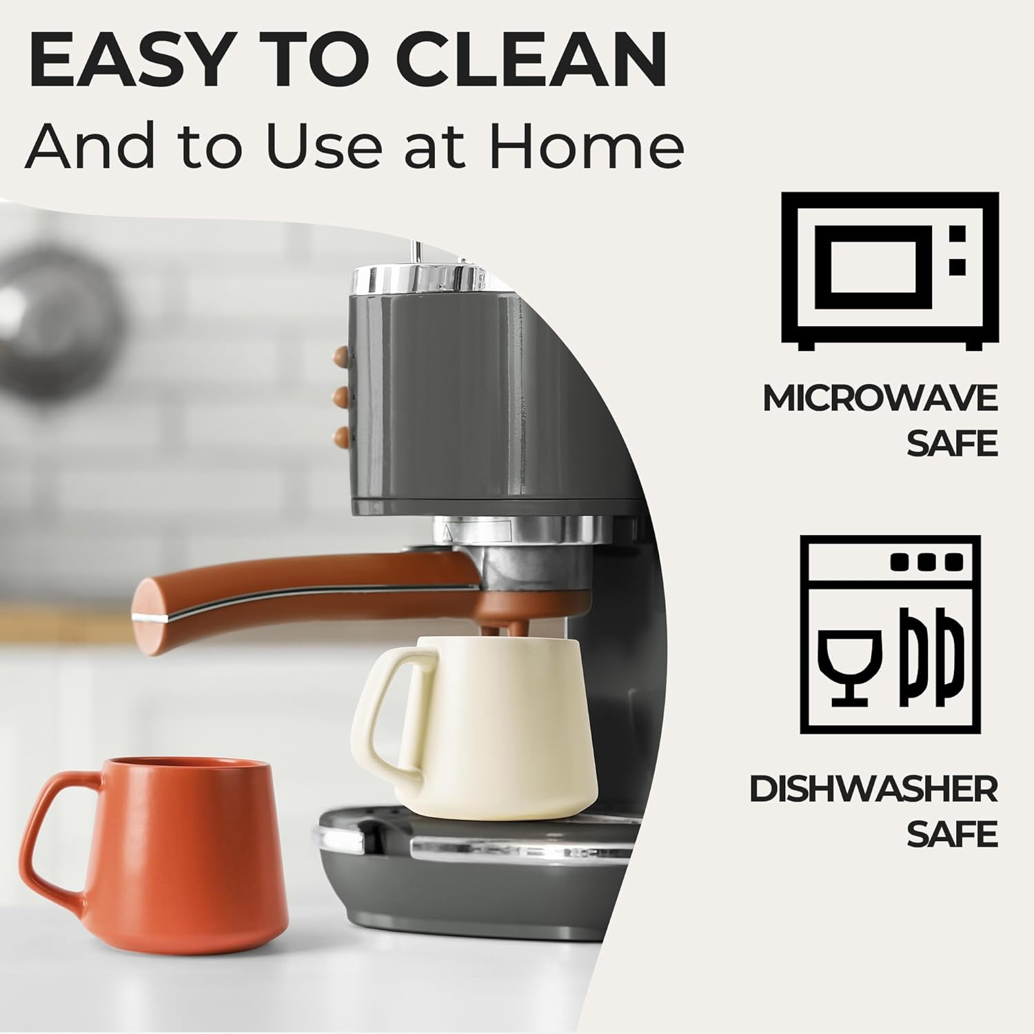 MIAMIO - Coffee Mugs Set of 4 / Large Ceramic Coffee Cups (14 oz) - Mug for Cappuccino, Tea, Espresso - Microwave and Dishwasher Safe - Luxe Collection (Beige Pastel) - Image 5