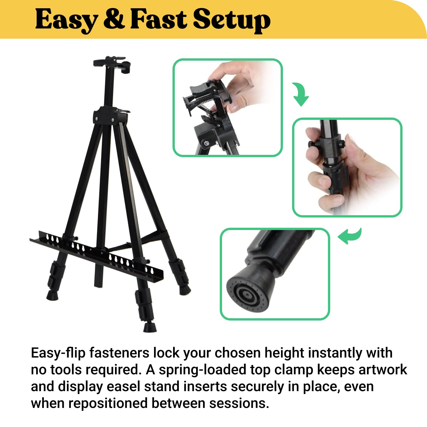 T-Sign 17 to 66 Inch Heavy Duty Easel Stand - Adjustable Metal Tripod Art Easel for Painting and Display Portable Canvas Stand with Carrying Bag for Artists Tabletop and Outdoor Use Black 1 P product thumbnail 5