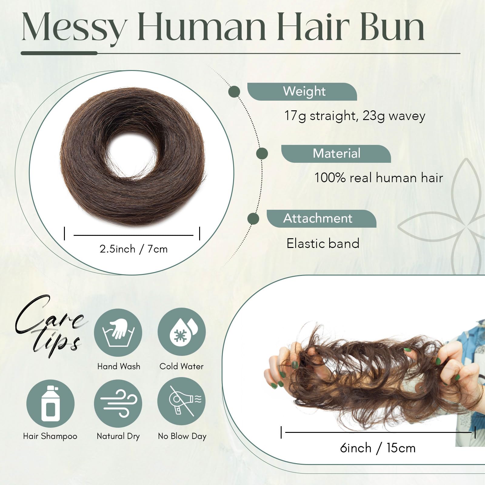 Rich Choices Hair Pieces for Women Messy Bun Real Human Hair Straight Updo Hair Bun Scrunchies Donut Bun Hair Extensions 17g #2 Dark Brown - Image 2