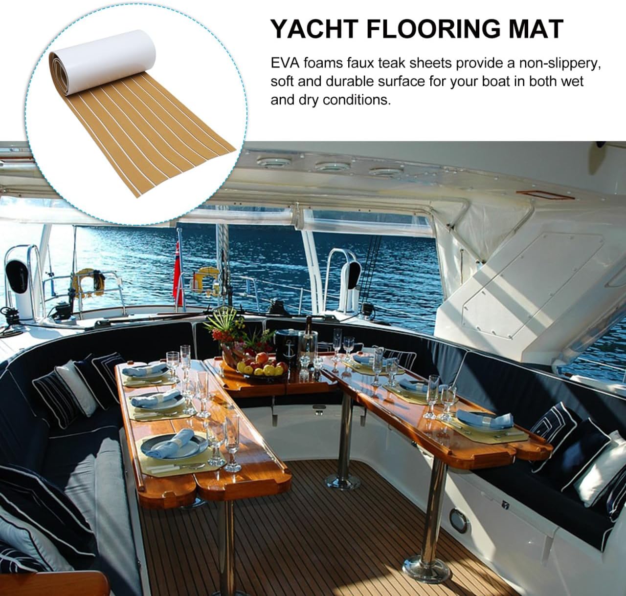 1Roll Eva Non Slip Boat Flooring Mat Self Adhesive Decorative Decking Sheet for Easy Installation Yachts Pontoons and Boats