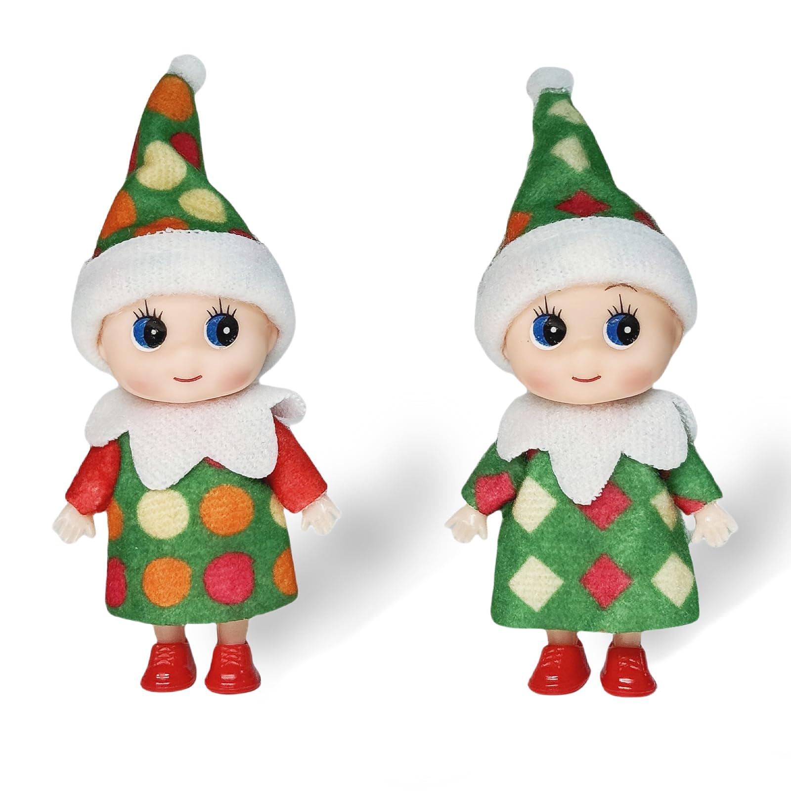 Mienocol Christmas Mini Elf Baby Naughty Baby Elves Dolls Toy for Boys and Girls,Christmas Tradition Accessories Doll (Skirt-Round and square) — image 1