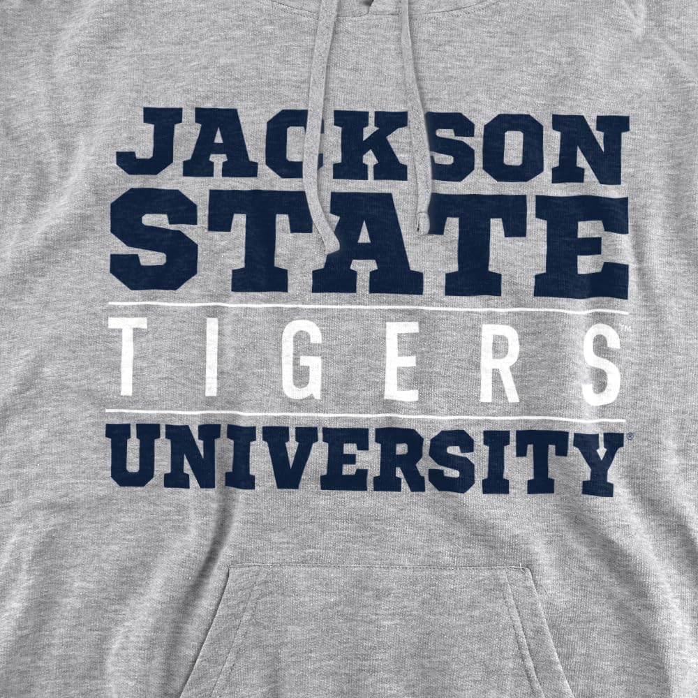 Jackson State University Official Between The Lines Unisex Adult Pull-Over Hoodie, Athletic Heather, X-Large