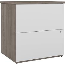 Bestar Ridgeley 2 Drawer Lateral File Cabinet, 28W, Silver Maple & Pure White