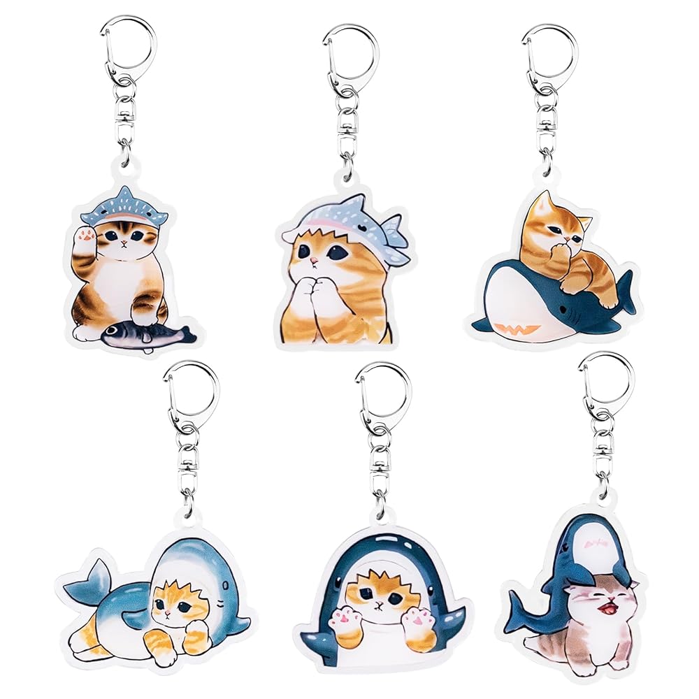 Amazon.co.jp: [Fantasyon] 6個セット 猫 ねこ キーホルダー