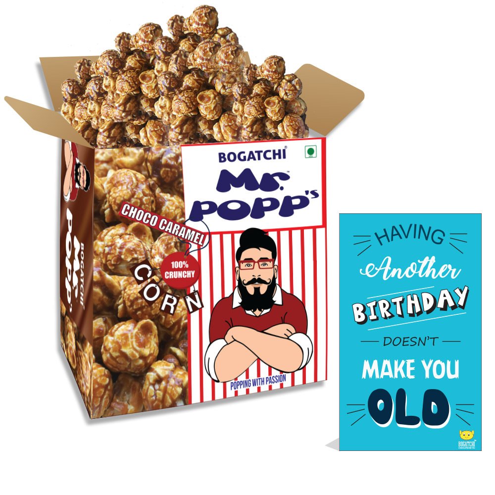 BOGATCHI Mr.POPP's Dark Chocolate Popcorn, Handcrafted Gourmet Popcorn Party Snacks, 100% Crunchy Delicious Fully Popped Corns,, Best Birthday Gift for Wife, 250g + Free Happy Birthday Greeting Card-picture-30