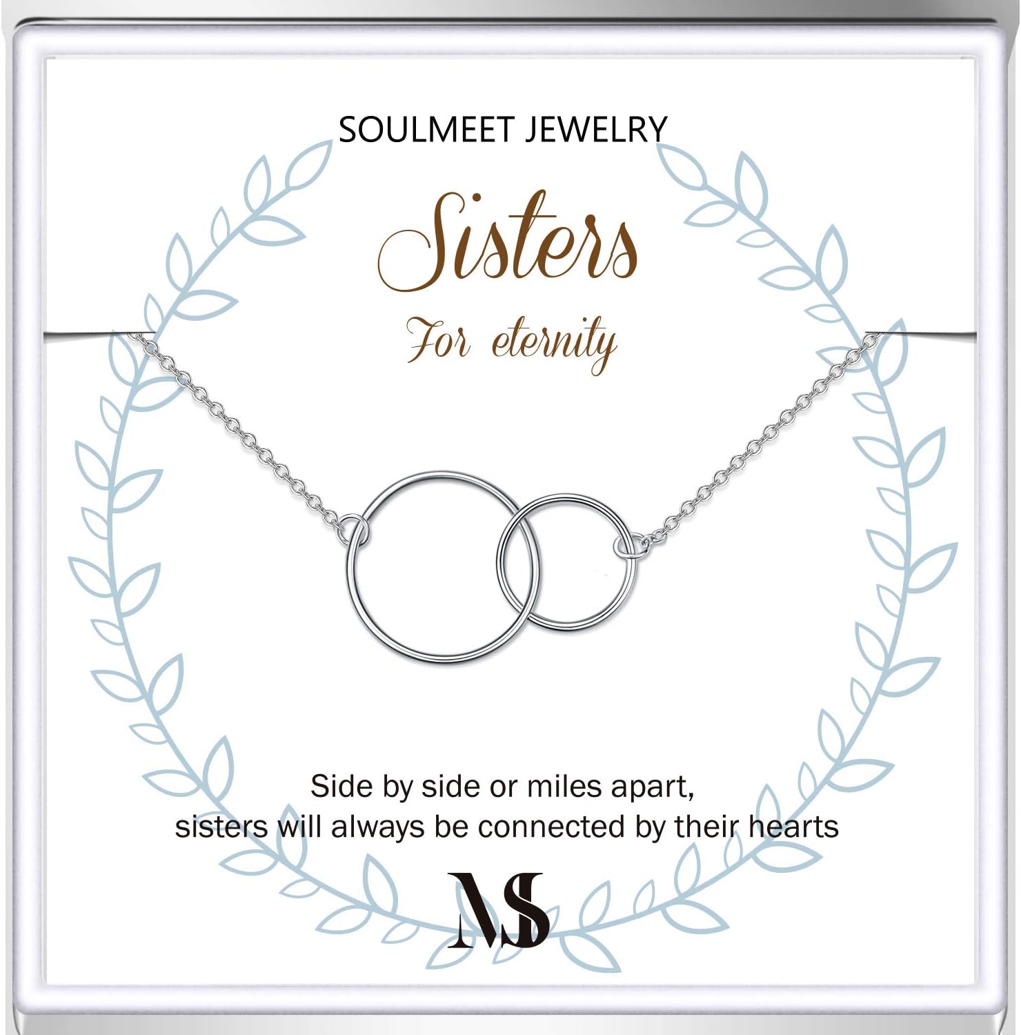 SOULMEET Sterling Silver Sister Eternity Bracelet - Gift for Best Sisters, Christmas, Mother's Day, Birthday Jewelry