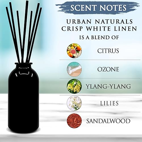 Miniatura 3 de Urban Naturals Crisp White Linen Reed Diffuser Gift Set  with Citrus, Ozone, Ylang-Ylang, Lilies & Sandalwood Notes for a Fresh, Clean Cotton