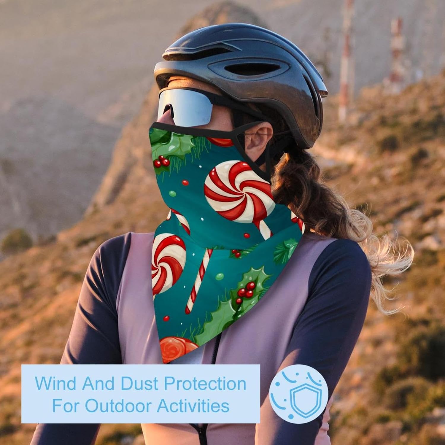 4 Pack Christmas Crutch Neck Gaiter, Cooling Breathable Face Mask UV Protection Scarf Hiking Bandana for Men/Women