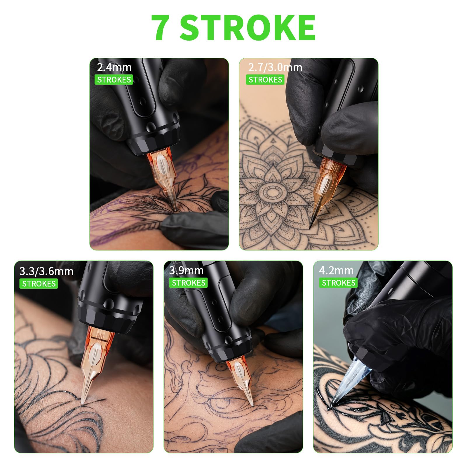 Dragonhawk L3 Tattoo Maschine Set,7 Hublängen 2 Stück 2000mAh Akkus | Kabelloses Tätowiermaschine Hub 2,4–4,2mm,RCA-Anschluss,Nadeln Für Einsteiger auf Übungshaut Rosa