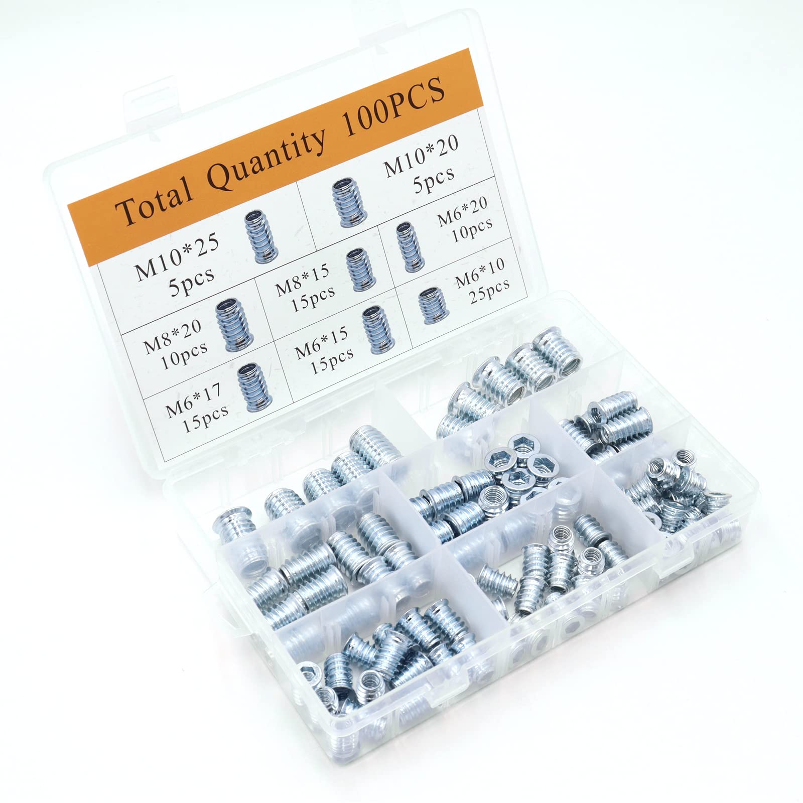 50 Boccole Filettate Per Legno M10 X 25mm - Inserti Esagonali In Zinco Per Mobili - Foto 12