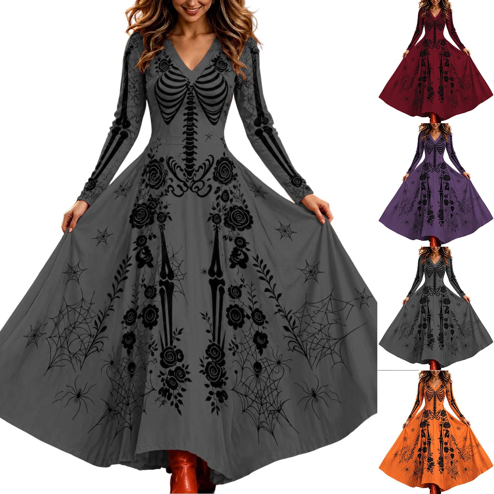 Halloween Kostüm Damen Gruselig Vampir Skelett Horror Braut Kleidung