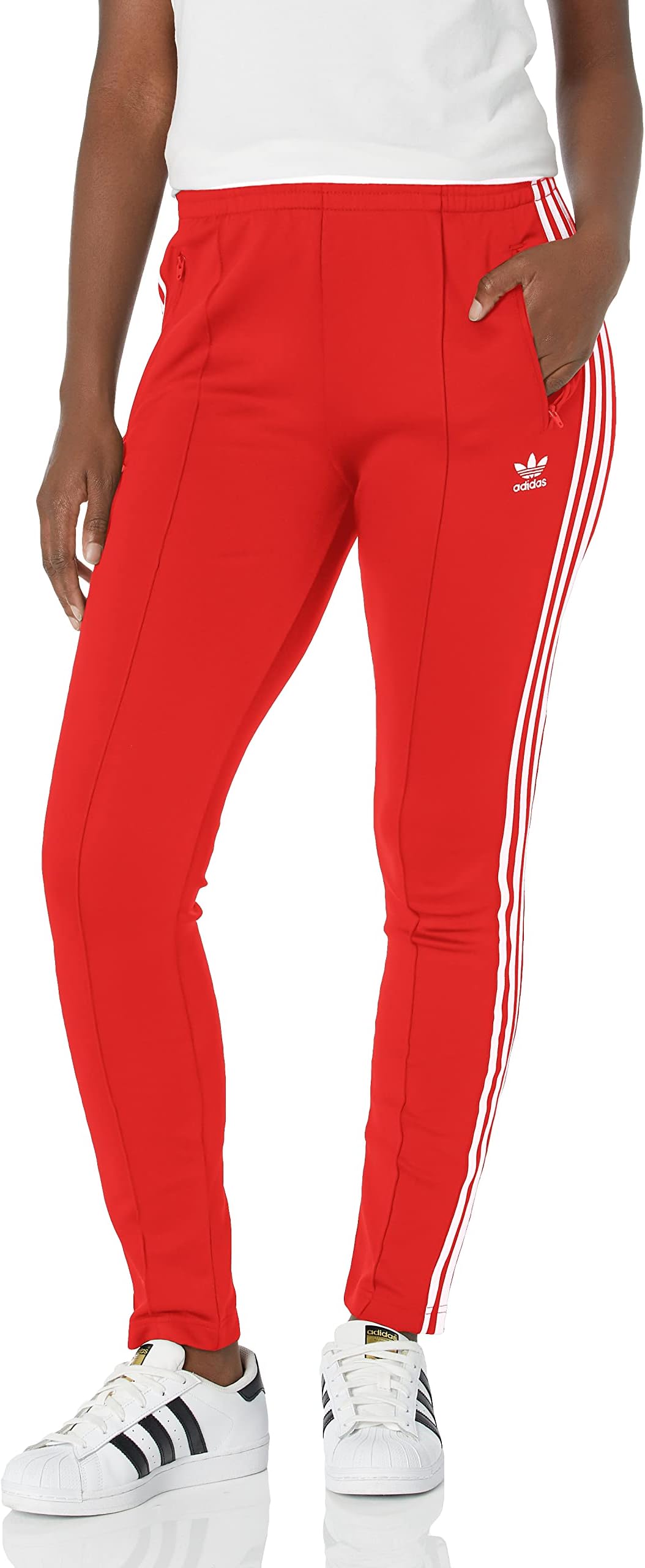 adidas red popper trousers