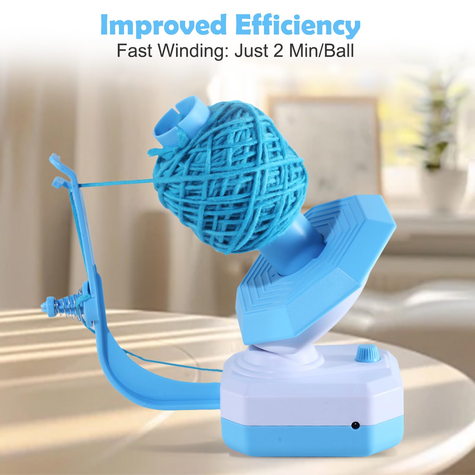 Bigodino elettrico – Automatico Yarn Winder, avvolgitore per lana, avvolgitore a sfera, avvolgitore per uncinetto a velocità continua, aiuto ideale per gli amanti del lavoro a maglia (blu)