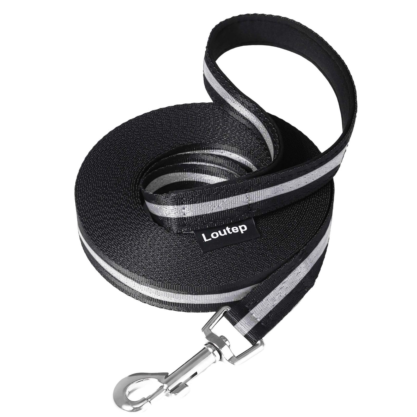 Loutep Training Lead for Dogs 3m 5m 10m 15m 20m 25m 30m Strong Nylon Rope Extra Long Line Dog Lead Leash with Padded Handle for Large Medium Small Puppy Recall Pet Walking Obedience Outdoor Play