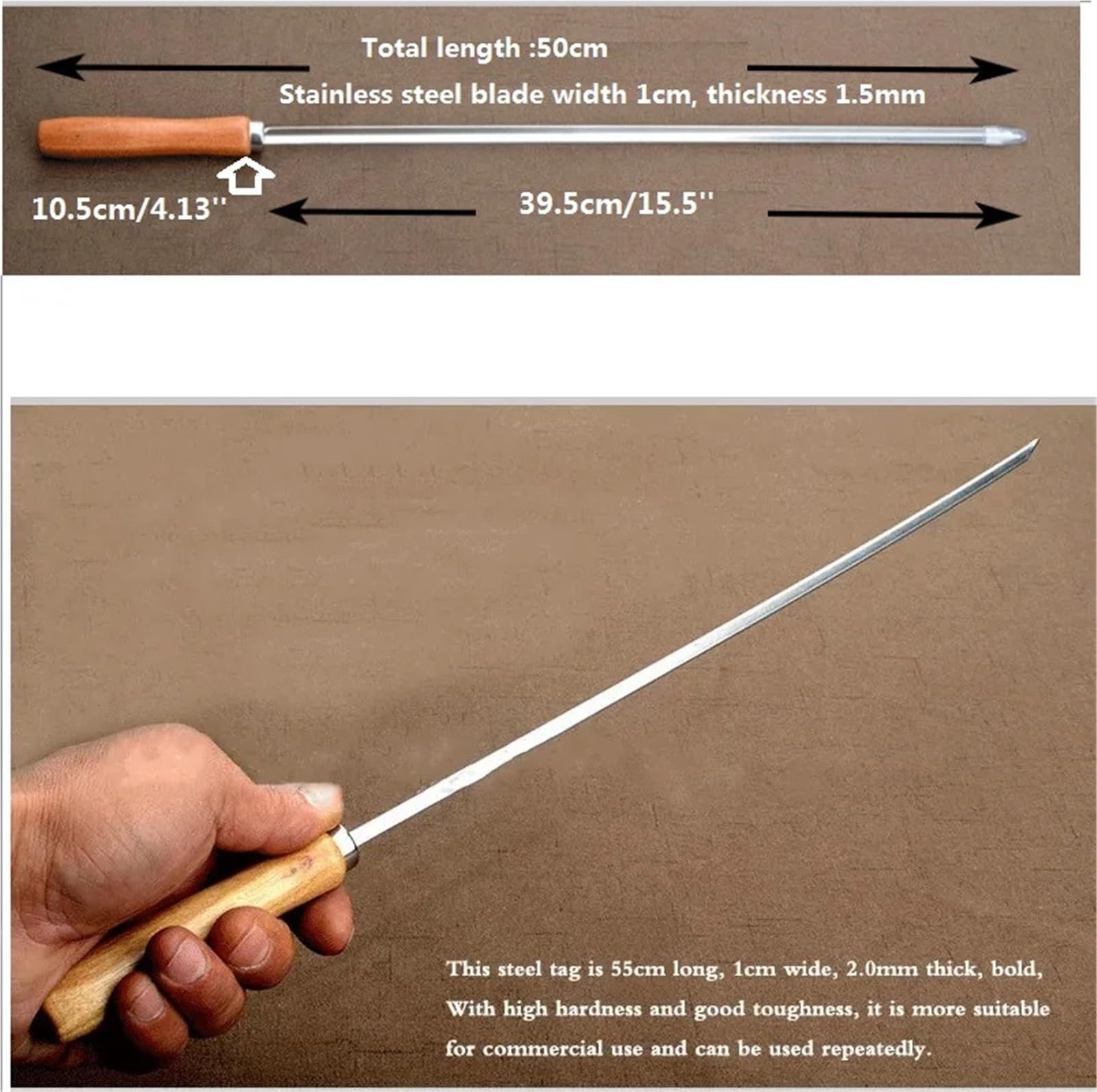 Spiedini Con Manici In Legno 6 pz Spiedini 50 cm Tipo V Manico Lungo Shish Kebab Barbecue Grill Bastone Forchetta In Legno Acciaio Inossidabile All'aperto