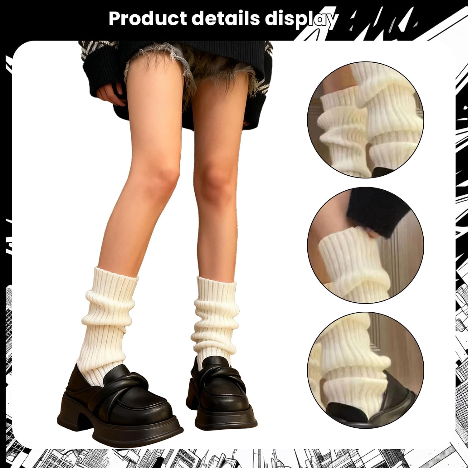 2 Pcs Leg Warmers Y2k, Leg Warmers, Y2k Accessories, Cute Kawaii Cream Legwarmers for Women Winter