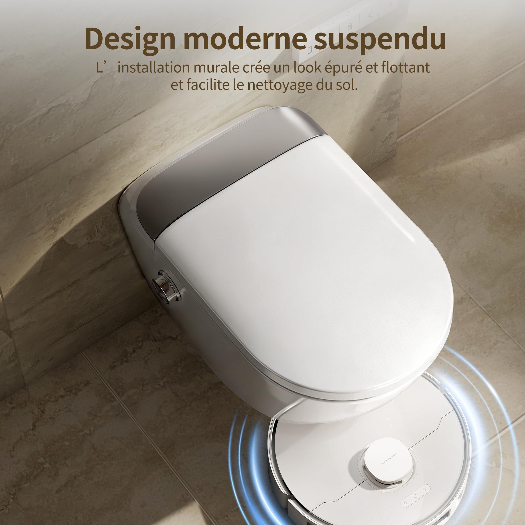 DeerValley Cuvette WC Lavant Suspendu Céramique avec Bâti-Support- Toilette Japonaise Intégrée, Fonction Bidet, Siège Chauffant, Buse Autonettoyante, Chasse Automatique, Télécommande