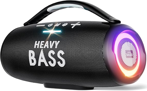 HEAVY BASS Speakers Bluetooth Wireless, 80W Max Loud Portable Speaker with Deep Bass, 20H Playtime, IPX6 Waterproof, Dual Pairing, Perfect for Home,Party,Travel,Outdoors Black, Large