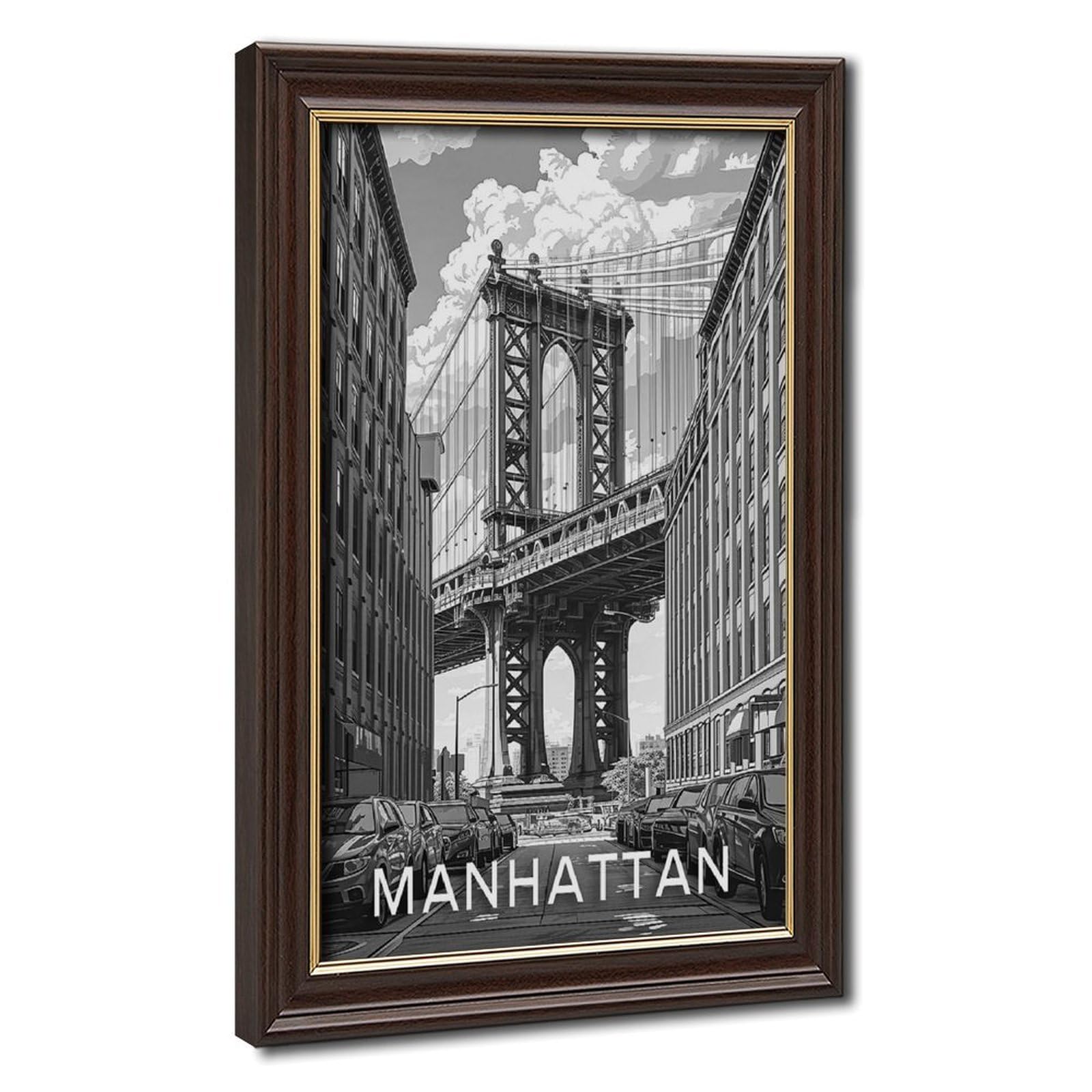 Bareronor Manhattan Bridge Canvas Poster Bedroom Decor Landscape Office Room Decor Gift 24" L X 36" W
