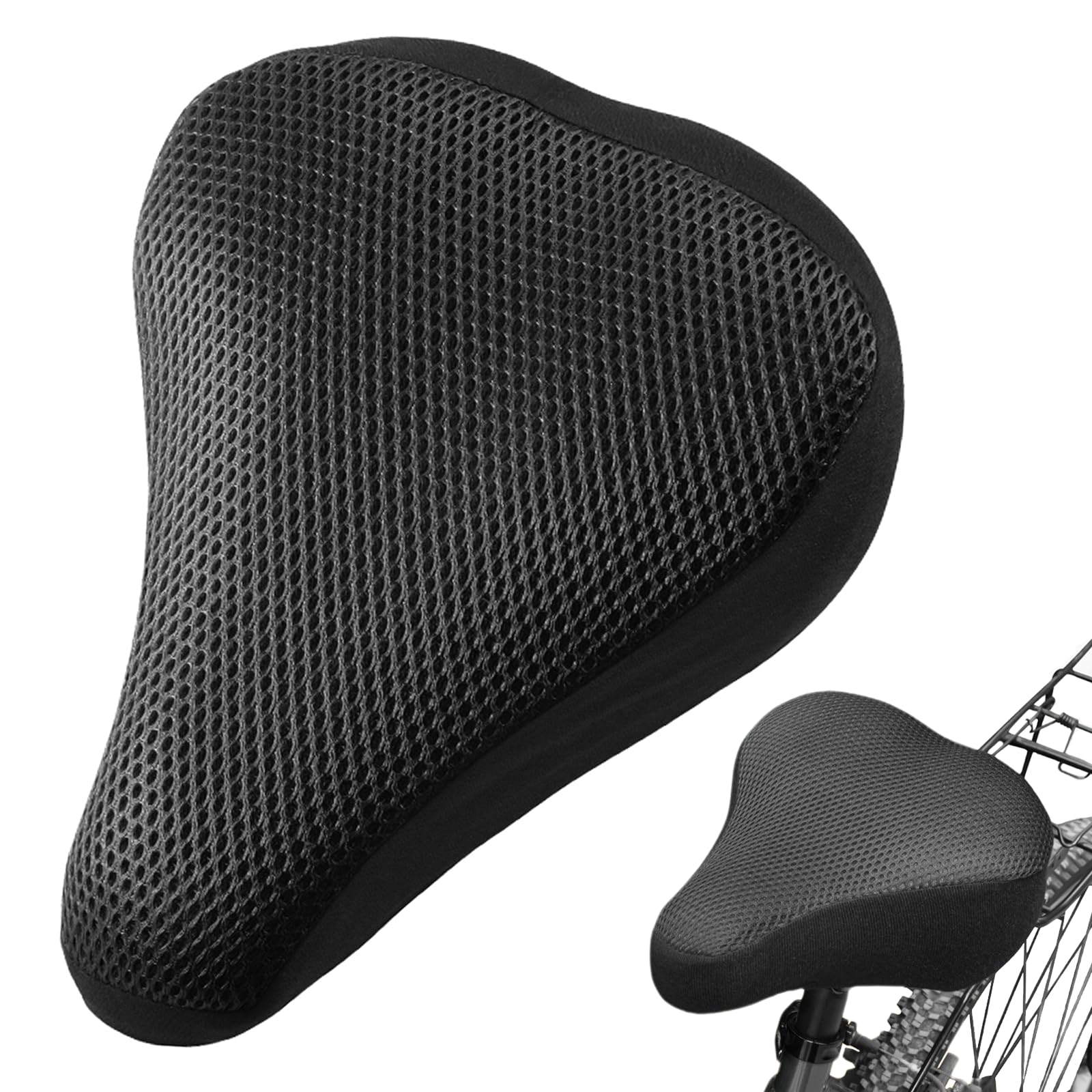 Coprisella per bicicletta, 23 x 20 cm, rivestimento per sella imbottito in spugna, cuscino universale per bicicletta, morbido e traspirante, per la maggior parte delle biciclette come bici da corsa